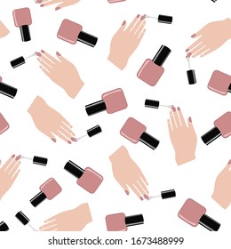 Seamless pattern with pink nail polish; Great for fabric, textile vector illustration