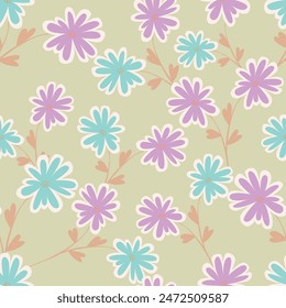 seamless pattern with pink narcissus, floral background, daffodil contour pattern