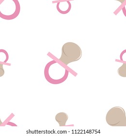 Seamless pattern of pink nipples. Illustration for girls at a baby shower party. Background for greeting or invitation cards.