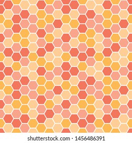 Seamless pattern with pink and orange honeycomb