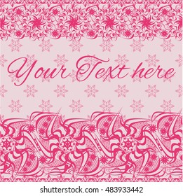 Seamless pattern. Pink ornament lace braid with a place for text