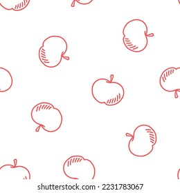 Seamless pattern with pink outline apples 
