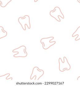 Seamless pattern with pink outline tooth