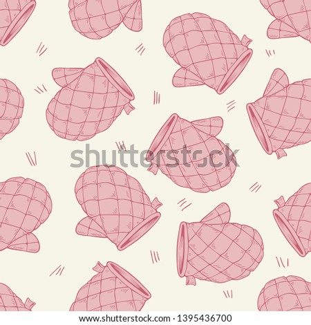 Seamless pattern with pink oven gloves. Background with mittens.