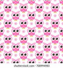 seamless pattern with pink owls