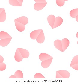 Patrón sin inconvenientes con corazones de papel rosa