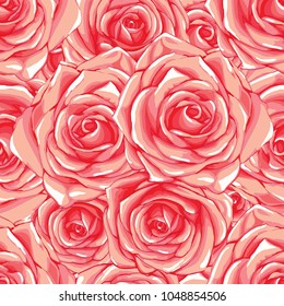 Seamless pattern pink pastel rose flowers abstract bacground.Vector illustration drawing.