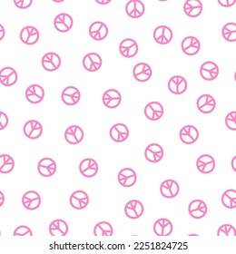 Seamless pattern with pink peace symbol