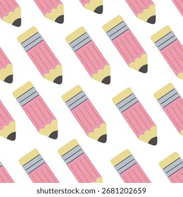 Patrón sin fisuras con lápiz rosa en estilo doodle. Elemento para el fondo, Fondo de pantalla, Anuncio, telón de fondo, decoración, envoltura, embalaje, impresiones, textil