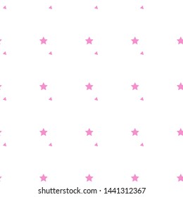 Seamless pattern of pink pentagonal five point stars. Vector backfround