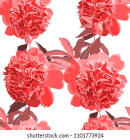 Seamless pattern with pink peonies. Fashion floral texture for cloth, prints and cards. Vector.
