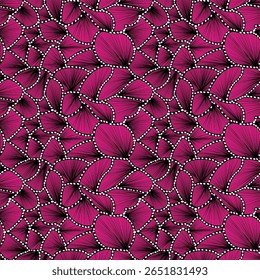 
Seamless pattern of pink petals with black stripes, vector