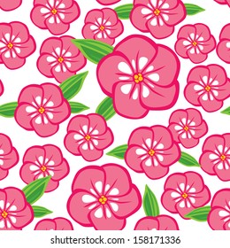 Seamless pattern with pink phlox flowers