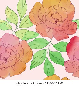 seamless pattern with pink pions