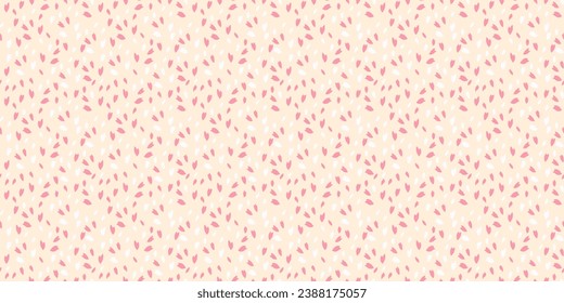 Seamless pattern with pink polka dot on a light background. Vector hand drawn doodle sketch. Random dots, shapes, drops, spots. Design ornament for fabric, interior decor, textile, fabric, wallpaper