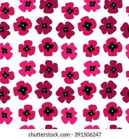 Seamless pattern with a pink poppies