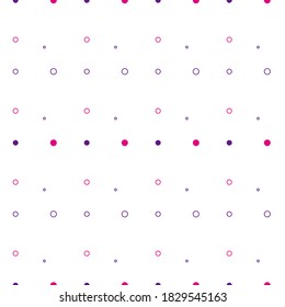 Seamless pattern with pink and purple circle shapes in  white background.