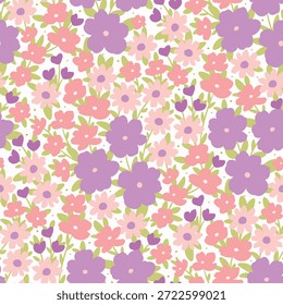 Modelo inconsútil con las flores rosadas, púrpuras, primavera, ditsy, flores diminutas