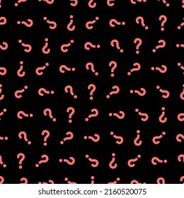 seamless pattern from pink question marks on a black background