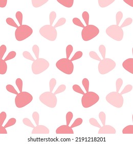 Seamless pattern with pink rabbit cartoons on white background vector illustration. 