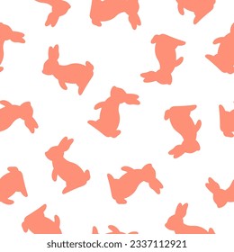 Seamless pattern with pink rabbit shapes