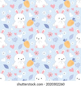 seamless pattern with pink rabbits.Hand Drawn Cute Bunny Pattern, print design rabbit background.