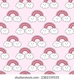 Patrón sin foco de arcos rosados al estilo de doodle para el Día de San Valentín. El fondo es bonito para el textil y el diseño web en colores pastel. Los niños dibujan a mano un patrón impecable con arcos rosa pastel.