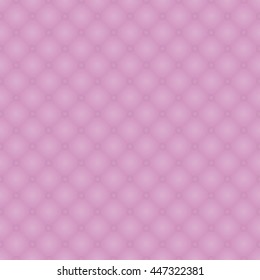 Seamless pattern of pink realistic upholstery leather texture. Luxury royal background with elements button tufted.