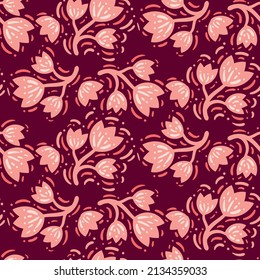 seamless pattern pink red flower creative design background vector illustration