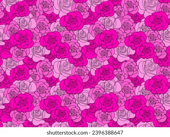 Seamless pattern of pink and red roses