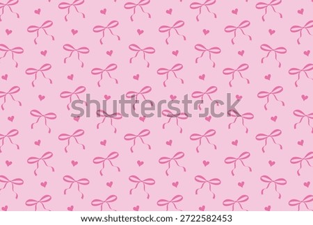 seamless pattern with pink ribbon bows and hearts