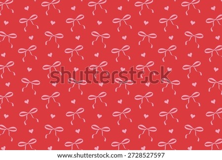 seamless pattern with pink ribbon bows and hearts
