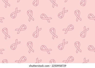 seamless pattern with pink ribbon, symbol of breast cancer awareness - vector illustration