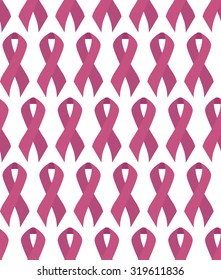 Seamless pattern with pink ribbons on the fight against breast cancer