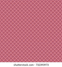 Seamless pattern of a pink or roby colored chocolate wafer design. Illustration of a golden yellow seamless texture like wafer, waffle or ice cream cone.