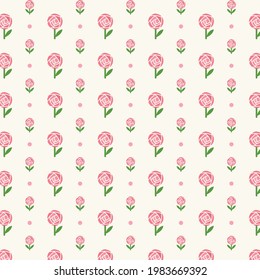 Seamless pattern of pink rose vector background design include swatches