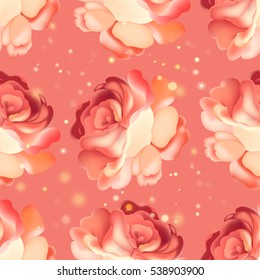 Seamless pattern with pink rose. Vector illustration.