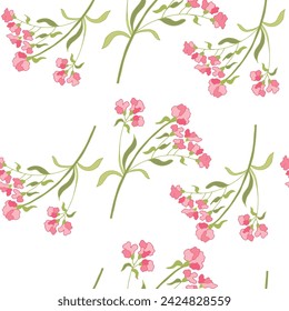 Seamless pattern with pink roses. Flower background. Endless texture for your design, greeting cards, announcements, posters. Natural vector illustration for textile print, wallpaper. Red. 