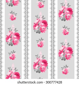 Patrón transparente con rosas rosas rosas y encajes
