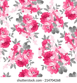 Seamless pattern with pink roses  Use to create fabric projects or design elements for scrap booking. 