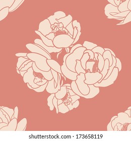 Seamless pattern with pink roses. Vector illustration.