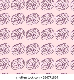 Seamless pattern with pink roses. Vector illustration. Line art flourish pattern for wedding decorations