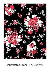 Seamless pattern with pink roses. Vintage floral background