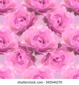 Seamless pattern with pink roses.Vector illustration.