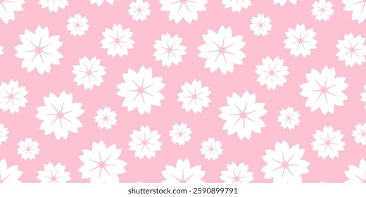 Seamless pattern of pink sakura flowers. Liberty style floral pattern. Traditional print with cherry blossoms. Abstract floral pattern for social media wallpapers, covers, phone cases, surfaces