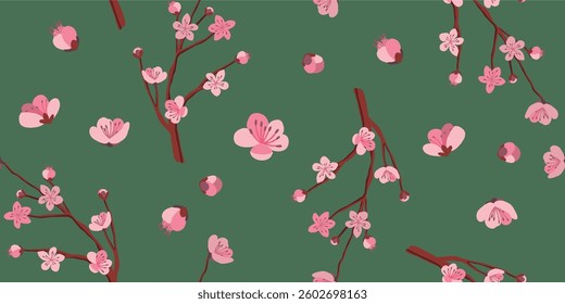 Seamless pattern Pink Sakura. Perfect for textile manufacturing wallpaper posters etc. Vector illustration