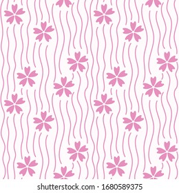 Diseño de flores de sakura/cerezo sin rayas. Patrón geométrico repetido para el diseño de tela impreso. Diseño moderno japonés.