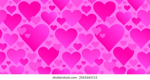 Seamless pattern pink scattered hearts