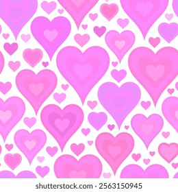 Seamless pattern pink scattered hearts