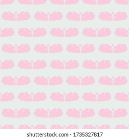 Seamless pattern with pink silhouette of swan couple